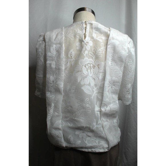 Vintage 80s/90s Reworked White Lace Pleated Top - Picture 5 of 8